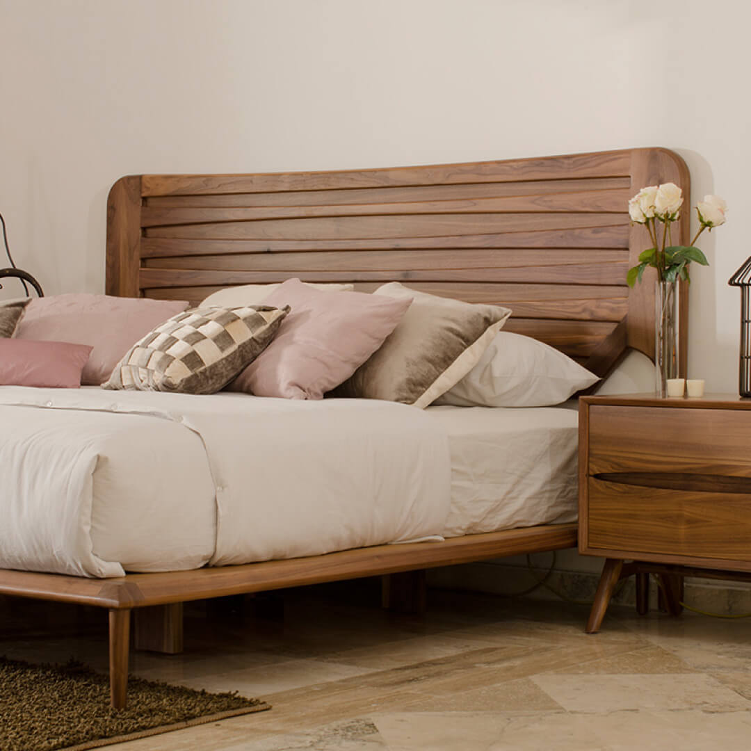 Cabecera King Size Torino Encino Laca Bellota - set Ilustrativo| CREATA Muebles