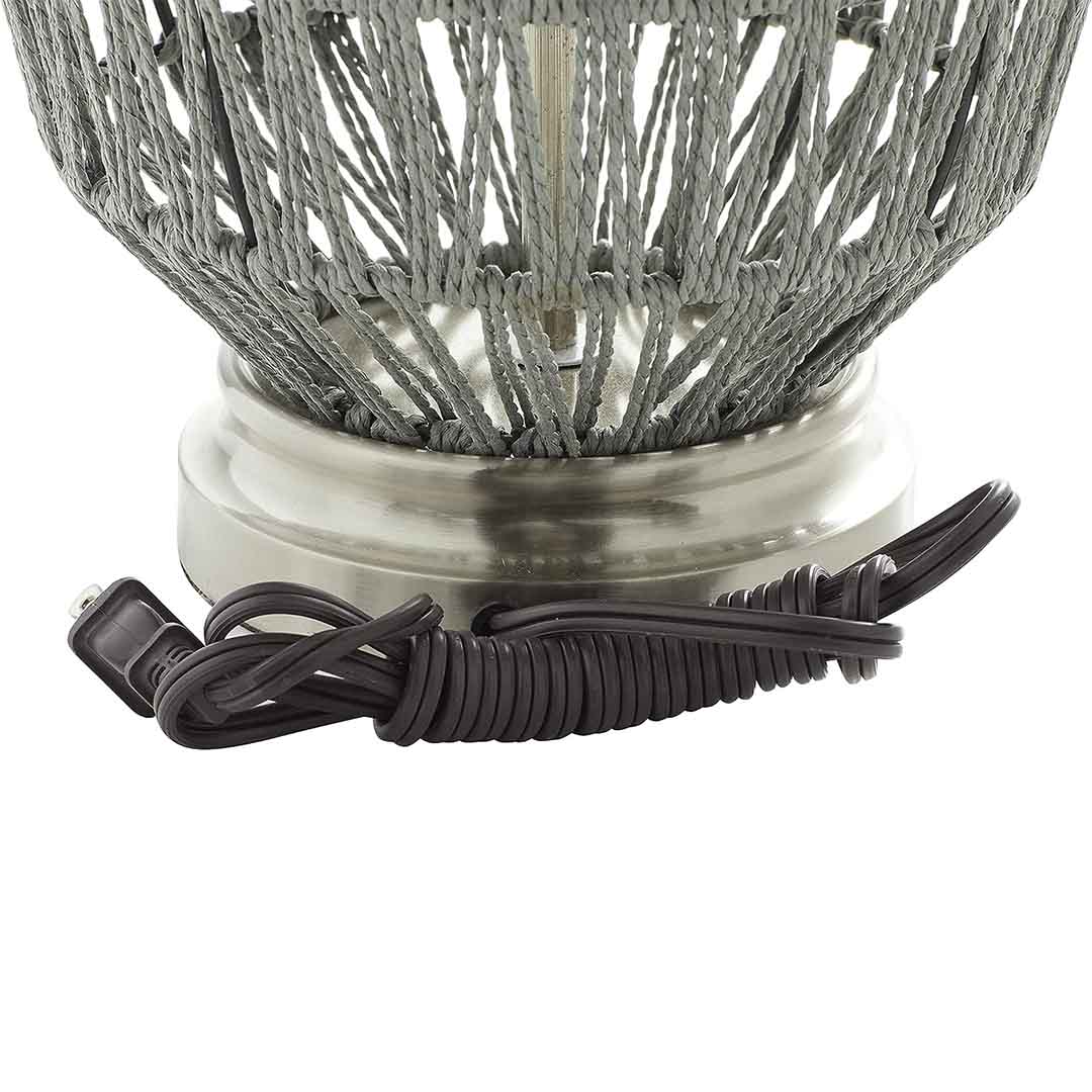 Lamparas de Mesa - Lámpara Tejida Metal Plateado | CREATA Muebles