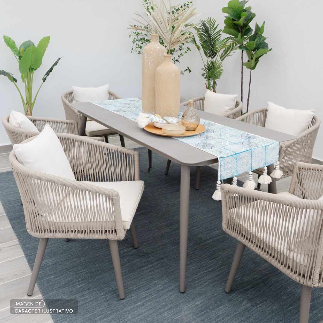 Sillas para exterior cómodas - Silla Lulin Coffee foto ilustrativa de set | CREATA Muebles