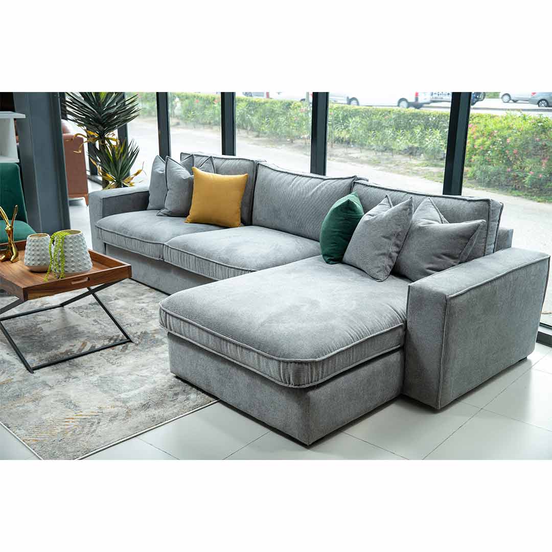 Sofa de diseño con Chaise Derecho-Esquinero Kivi Harmony Silver | CREATA Muebles