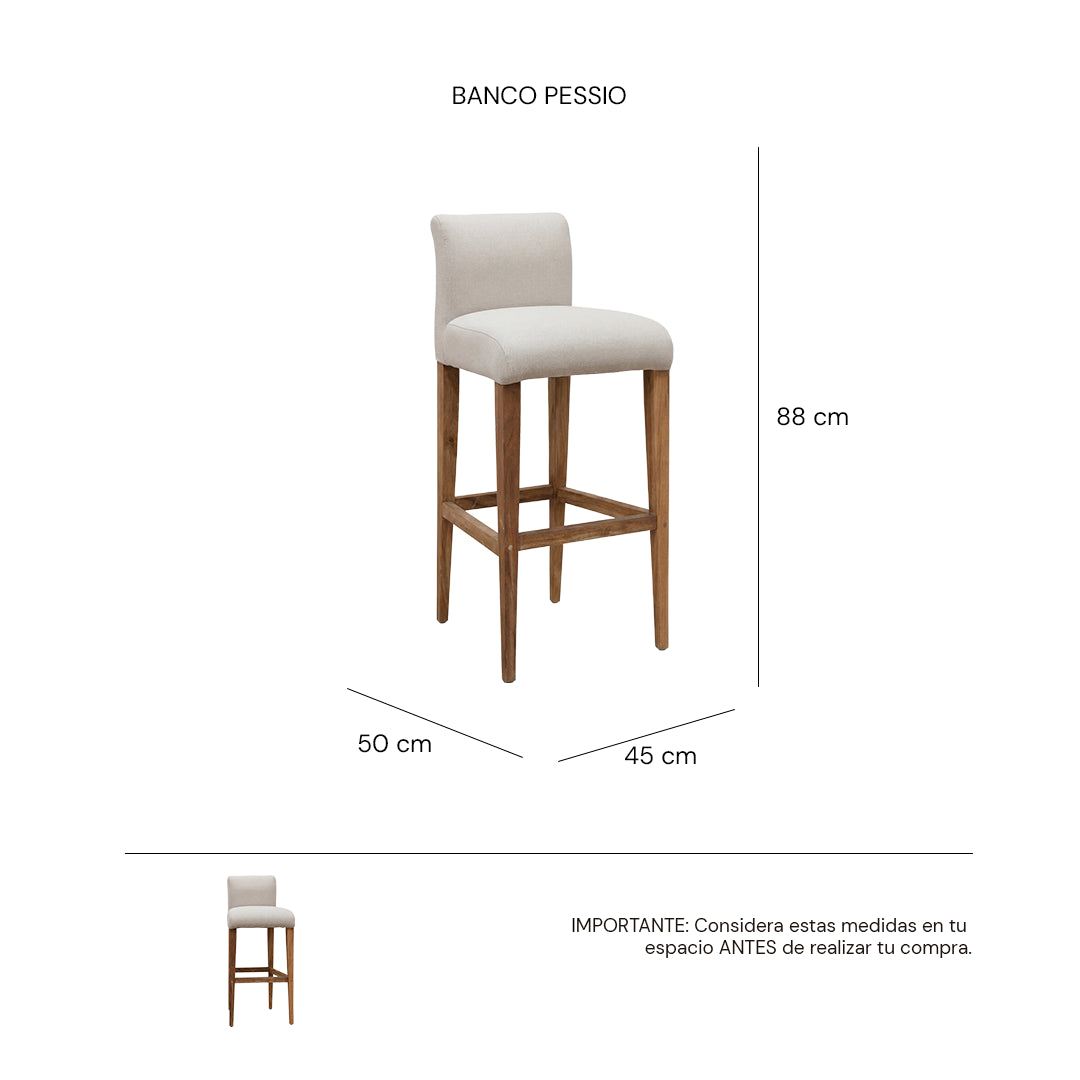 Iso Banco Pessio Distraction Natural con patas de teca | CREATA MUEBLES
