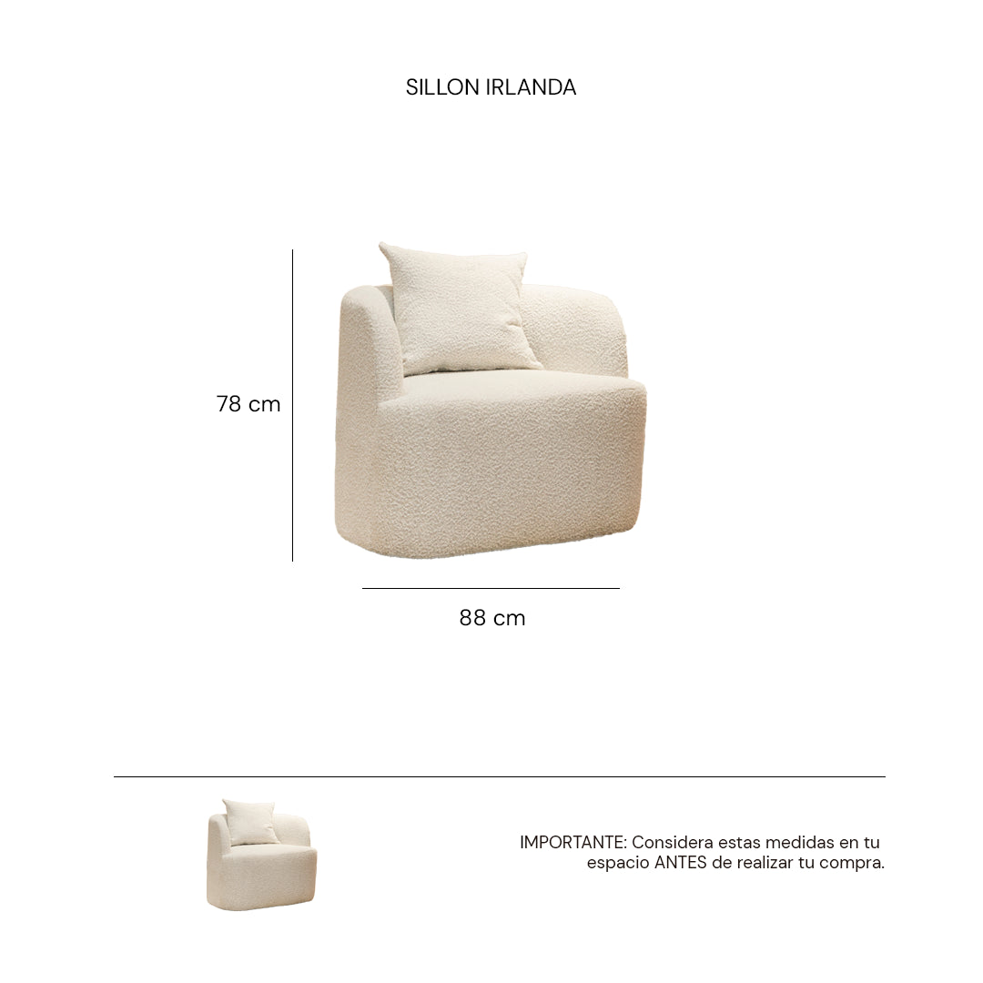 Isométrico Sillón Ocasional Giratorio Irlanda Copenhaguen Natural | CREATA MUEBLES