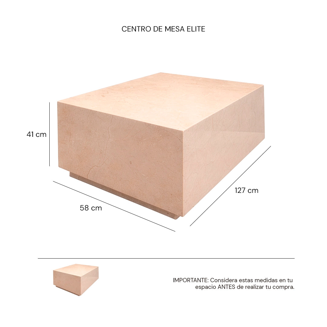 Isométrico Mesa de centro Elite mármol crema marfil pulido | CREATA MUEBLES