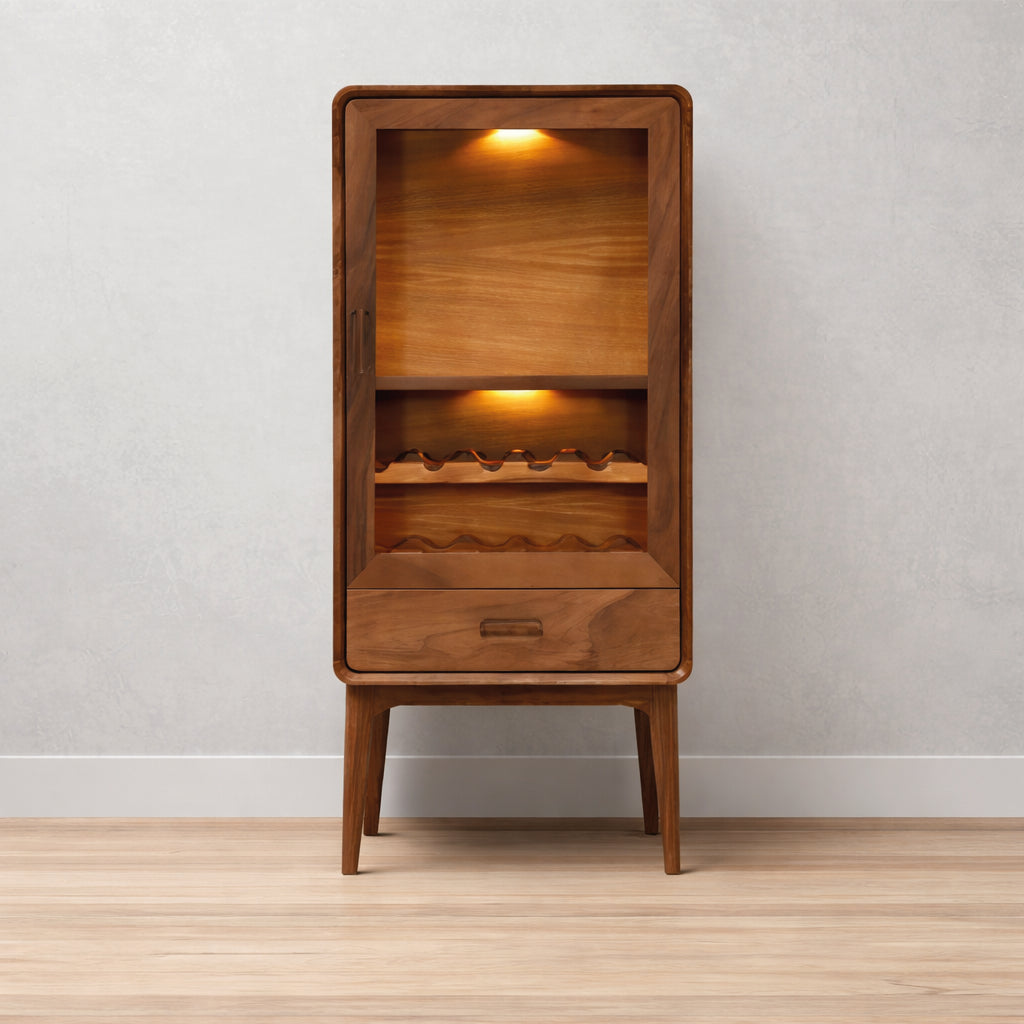 Back Cava Kein con luz en Parota | CREATA MUEBLES