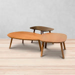 Back Mesa de centro Valo 3 pz en madera encino laca bellota | CREATA MUEBLES