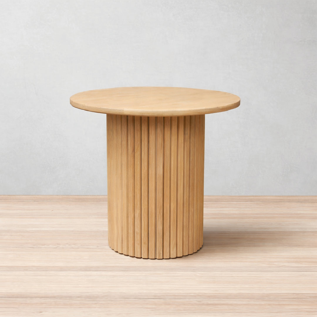 Back Mesa lateral redonda Keyla en madera rosa morada | CREATA MUEBLES