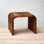 Back Mesa lateral cuadrada Menia en madera parota | CREATA MUEBLES