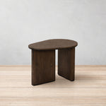 Back Mesa lateral ovalada Salermo en madera Laca bellota | CREATA MUEBLES