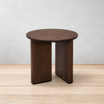 Back Mesa lateral redonda Salermo en madera Laca bellota | CREATA MUEBLES