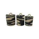 Canastos Organizadores Decorativos - Juego Canastos Mimbre con Plama Negro Beige | CREATA Muebles