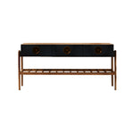 Credenzas para Comedor - Credenza Enola Parota con Piel Negra Frente | CREATA Muebles