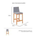 Iso Banco Desayunador Salermo con respaldo Grey Elite Tacuba | CREATA MUEBLES