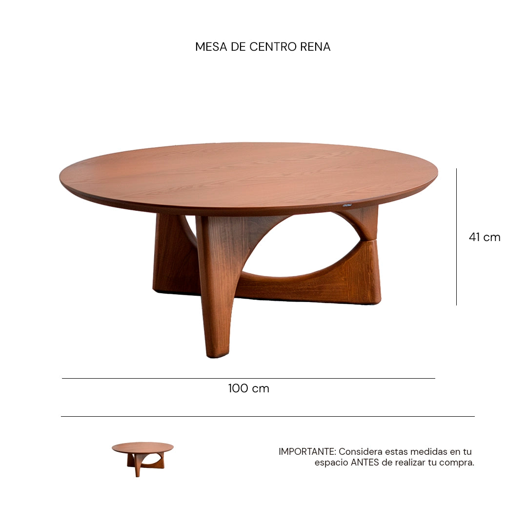 Isométrico Mesa de centro redonda Rena encino laca tacuba | CREATA MUEBLES