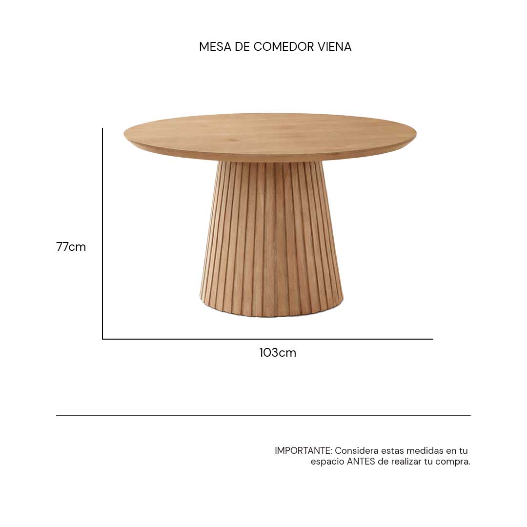 Isométrico Mesa de comedor Viena en madera de Rosa Morada | CREATA MUEBLES