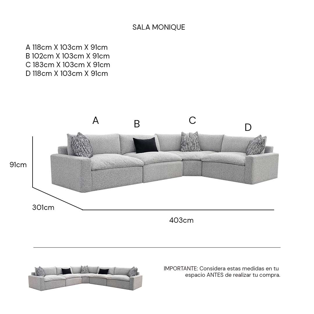 Isometrico Sala Modular Monique Natura Natural | CREATA MUEBLES