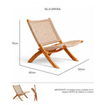 Isométrico Silla individual plegable Simona Polyrattan nude | CREATA MUEBLES