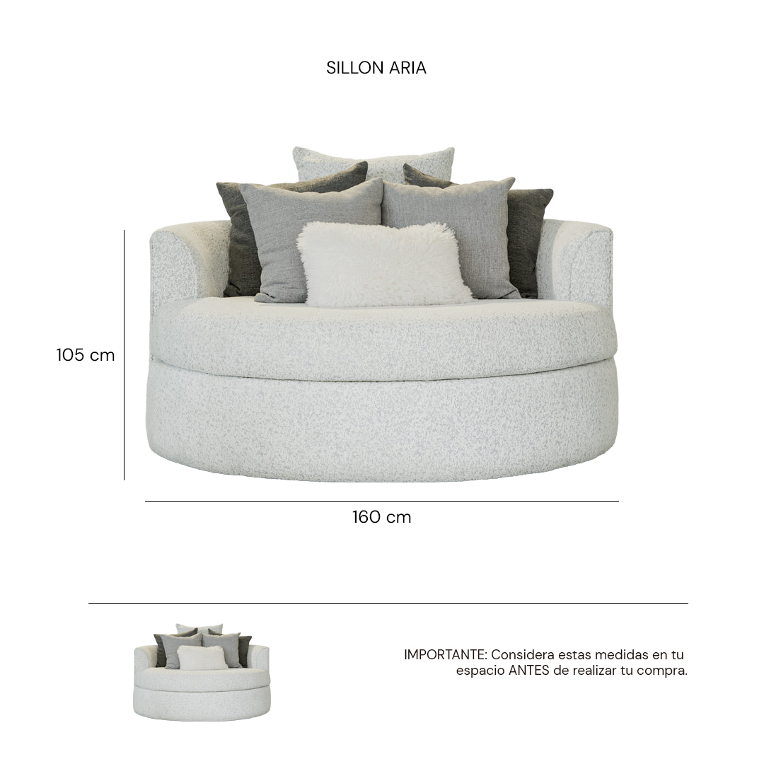 Isométrico Sillón individual Aria color Carrara cloud | CREATA MUEBLES