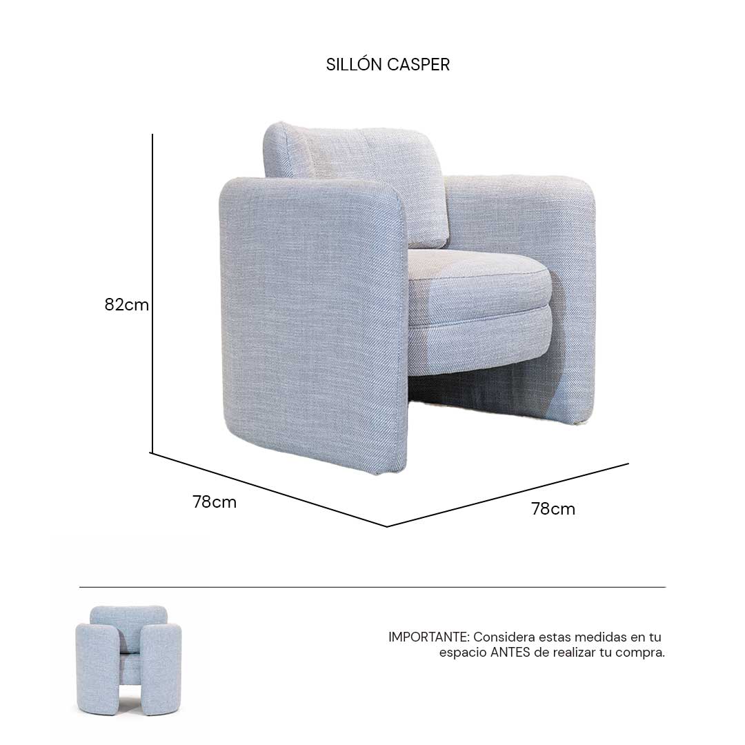Isométrico Sillón individual Casper en color Grayge | CREATA MUEBLES