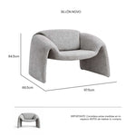 Isométrico Sillón individual Novo en color Grayge | CREATA MUEBLES