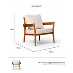 Isométrico Sillón individual Rest en madera Rosa morada y color Fly flax | CREATA MUEBLES