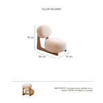 Isométrico Sillón individual Salermo en madera tacuba y color Copenhagen linen | CREATA MUEBLES