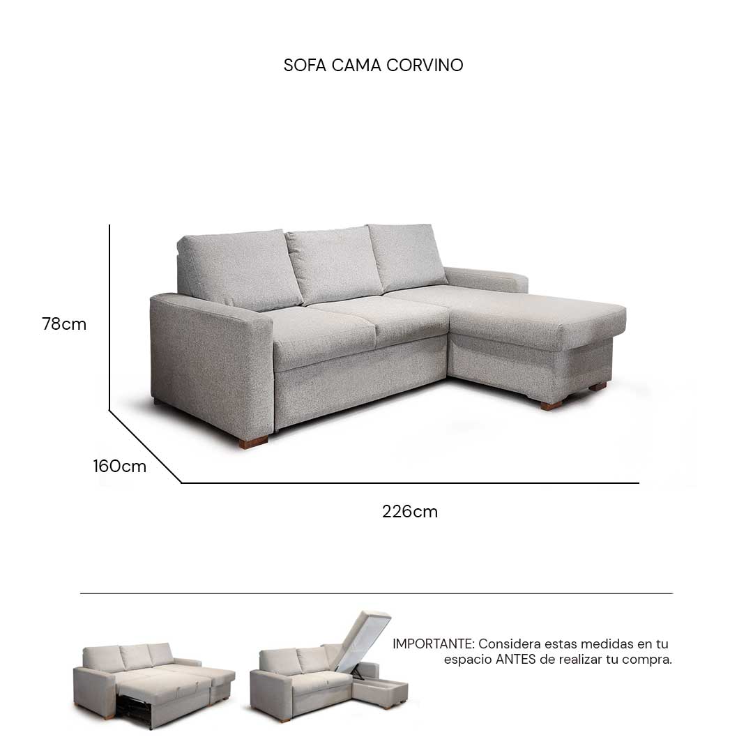Isométrico Sofá Cama Corvino Distraction Natural | CREATA MUEBLES