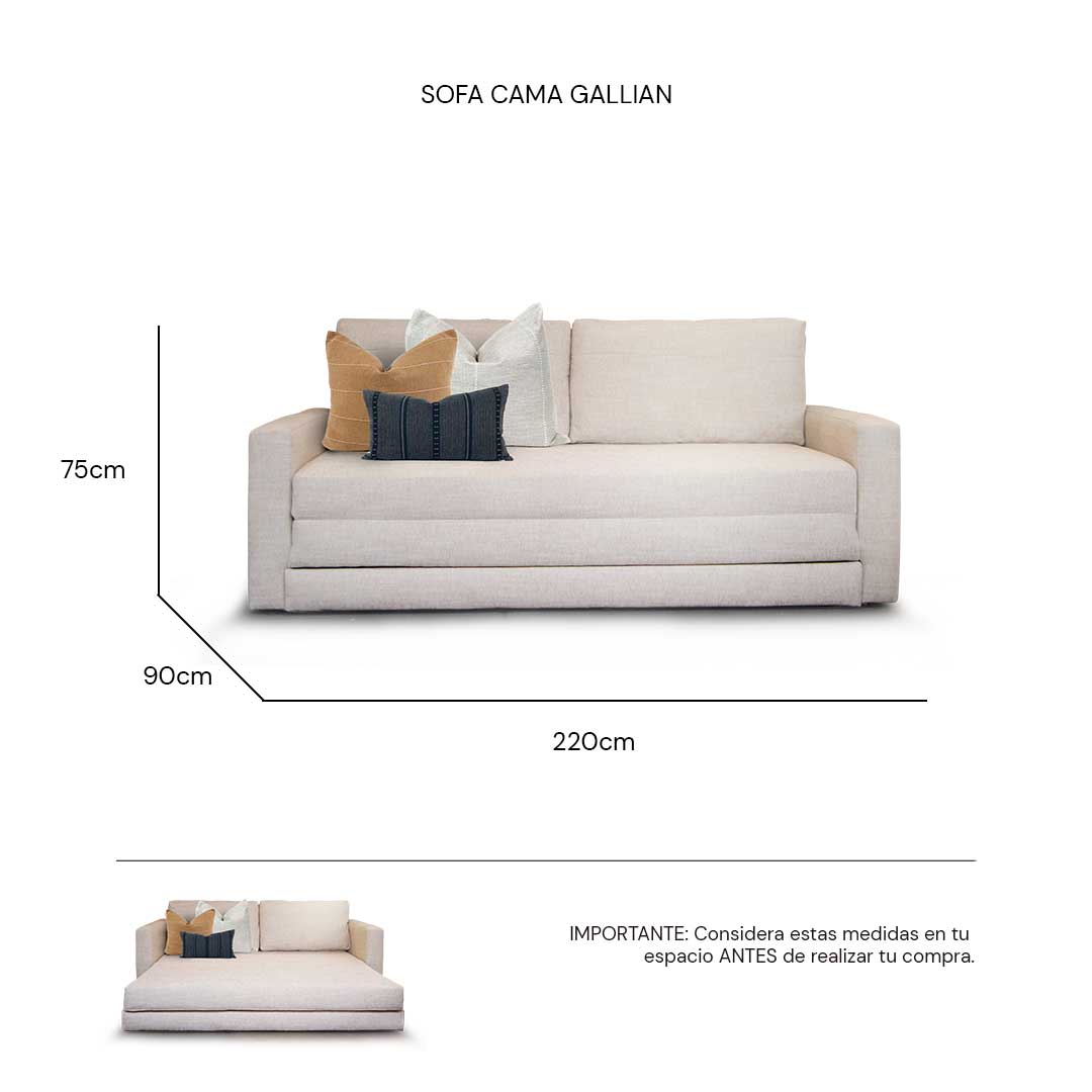 Isométrico Sofá Cama Galian Presto Flax | CREATA MUEBLES