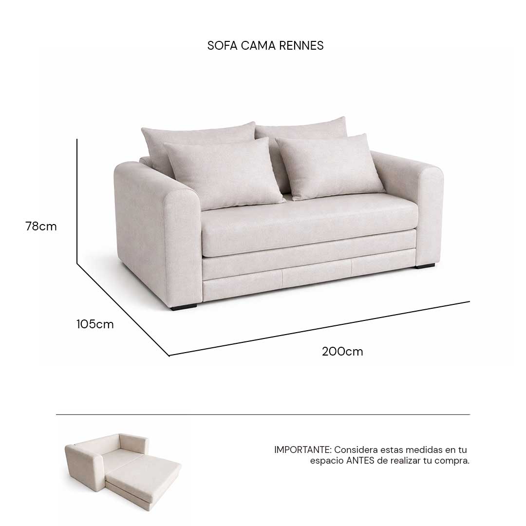 Isométrico Sofá Cama Rennes Sorrento Grey | CREATA MUEBLES