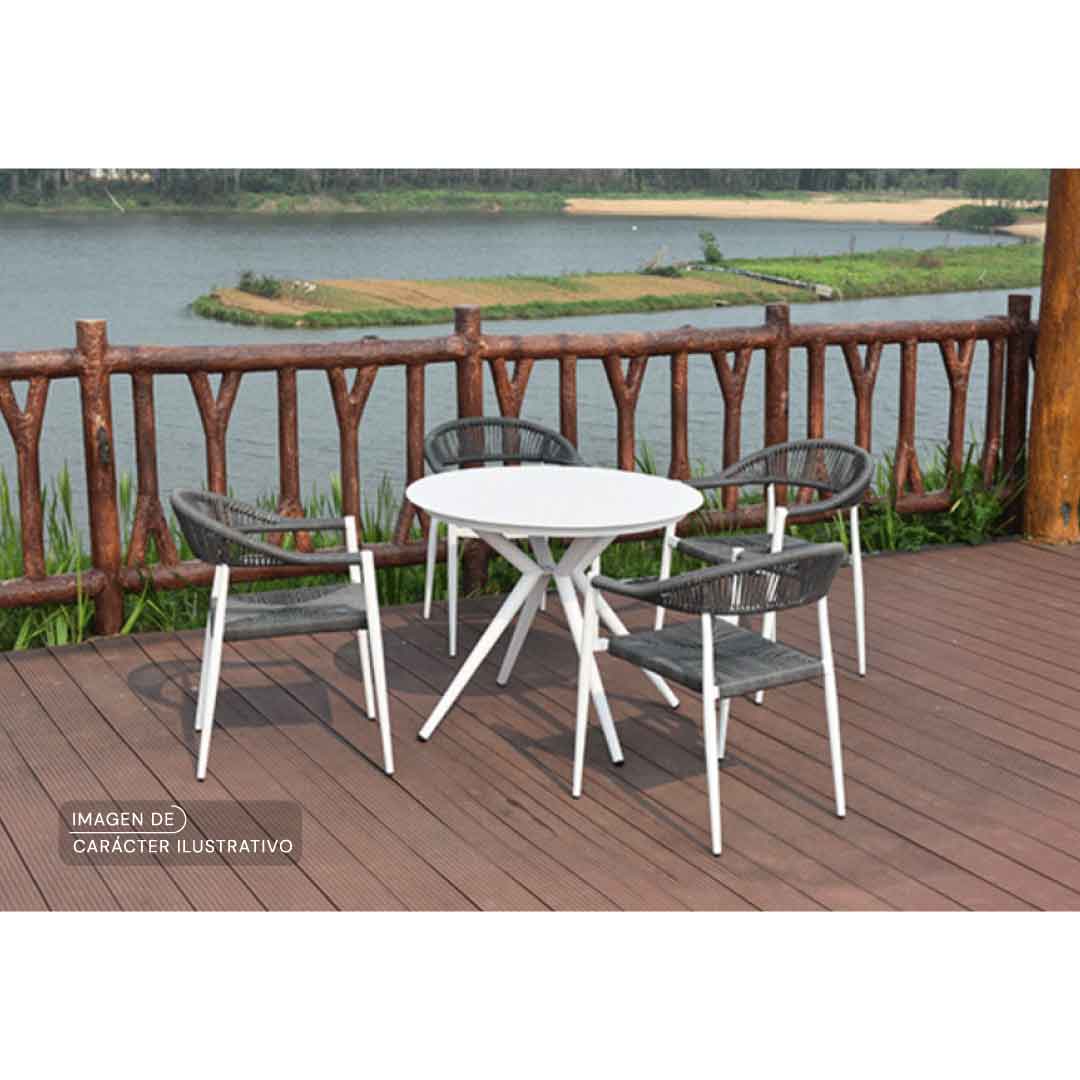 Mesas para Jardín - Mesa Comedor Prague Gris Oscuro Set Ilustrativo| CREATA Muebles