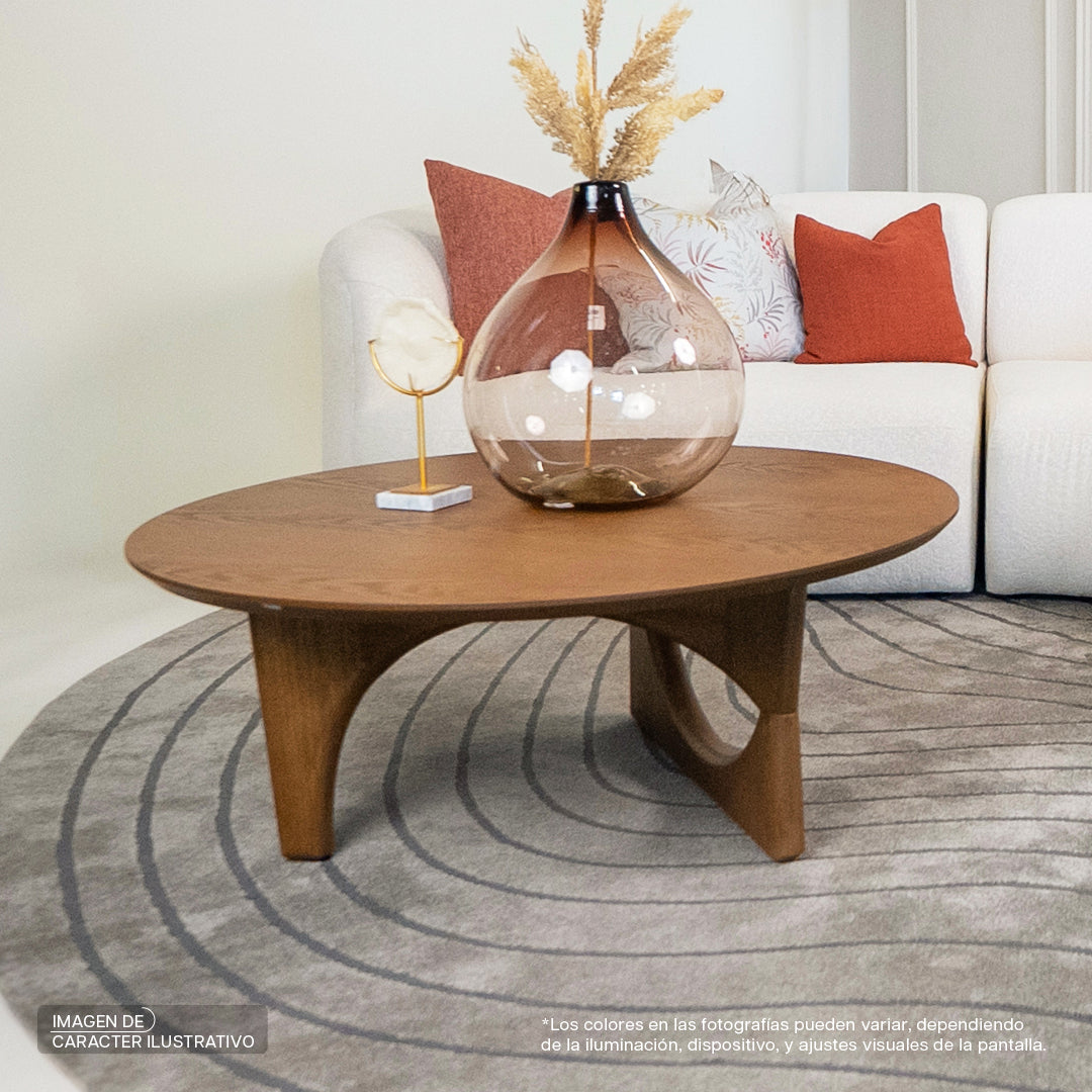 Set Mesa de centro redonda Rena encino laca tacuba | CREATA MUEBLES