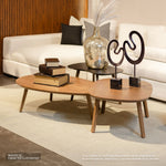 Set Mesa de centro Valo 3 pz en madera encino laca bellota | CREATA MUEBLES