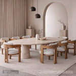 Set Mesa de comedor Imperial en mármol Travertino | CREATA MUEBLES