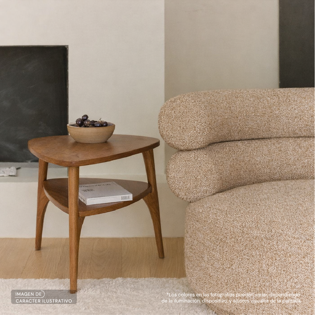 Set Mesa lateral repisa Oslo con madera de encino laca bellota | CREATA MUEBLES