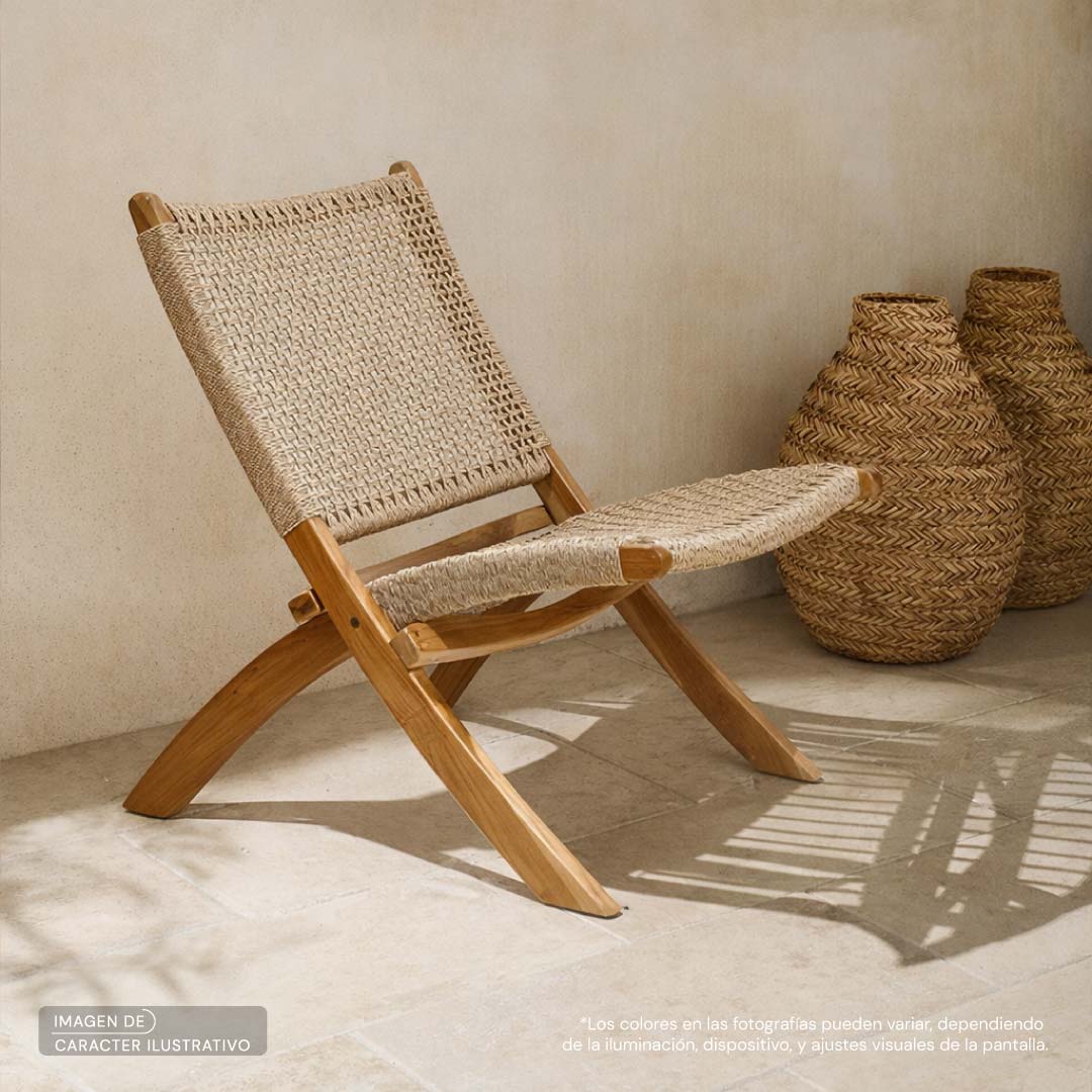 Set Silla individual plegable Simona Polyrattan nude | CREATA MUEBLES